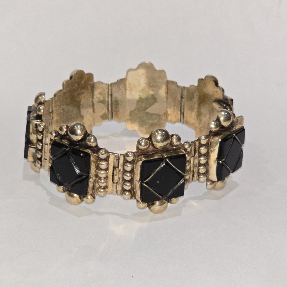 Vintage MEXICO SILVER 925 & BLACK ONYX BRACELET